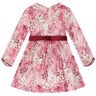 Girls Pink Floral Jacquard Dress, 2, hi-res